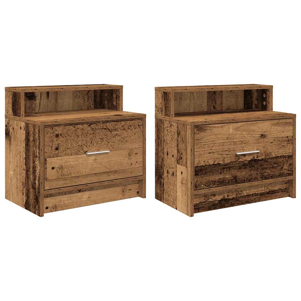 Noćni ormarići s ladicom 2 kom staro drvo 51x31x47 cm