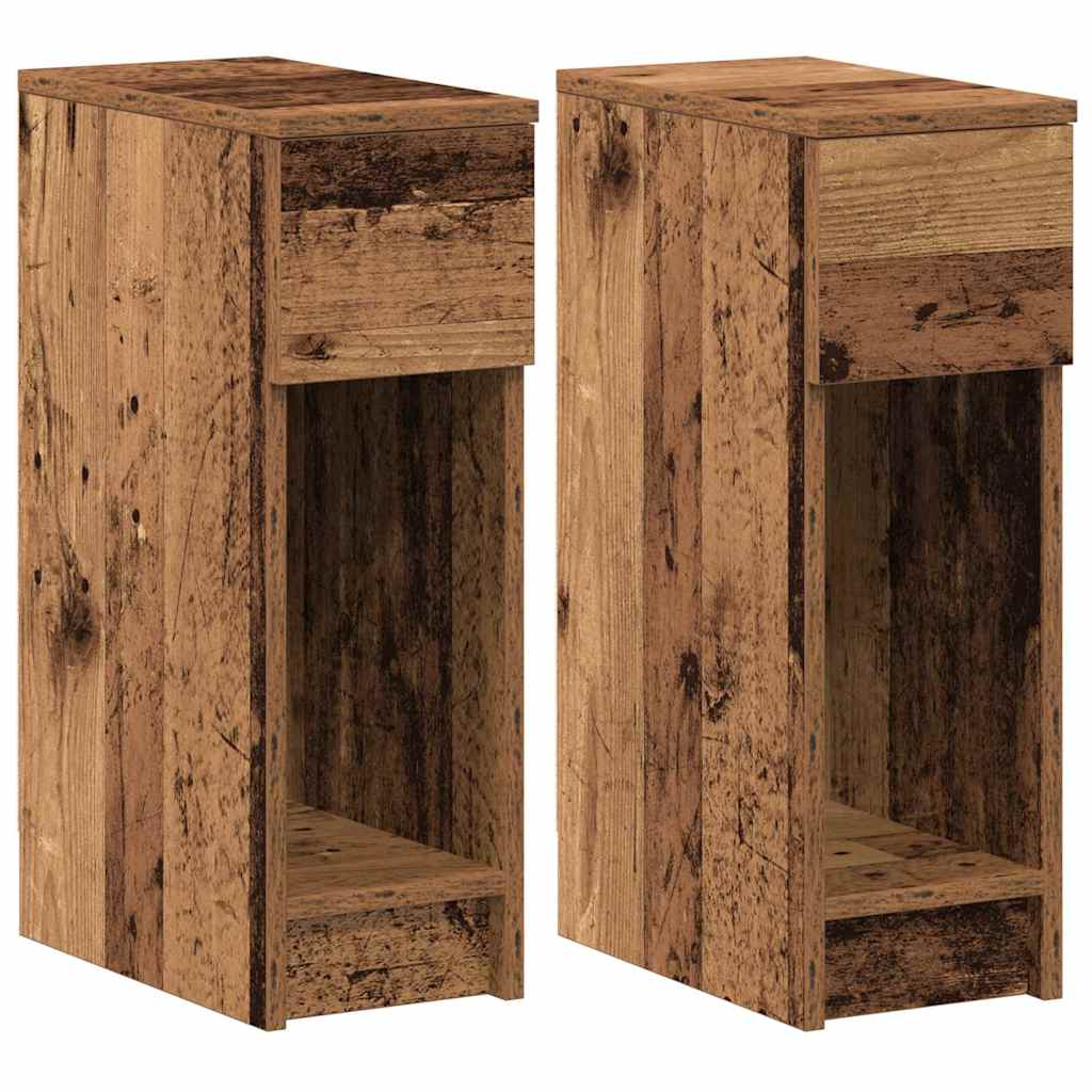 Noćni ormarići s ladicom 2 kom staro drvo 20x36x60 cm