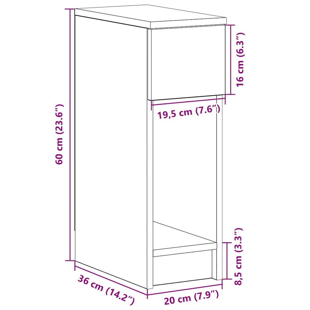 Noćni ormarići s ladicom 2 kom staro drvo 20x36x60 cm