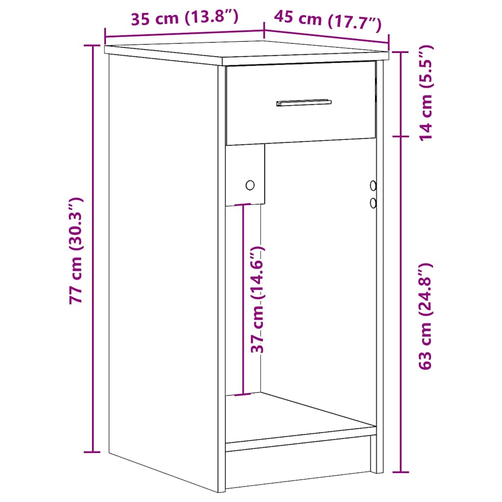 Tower stalak za računalo s ladicom boja hrasta 35x45x77 cm