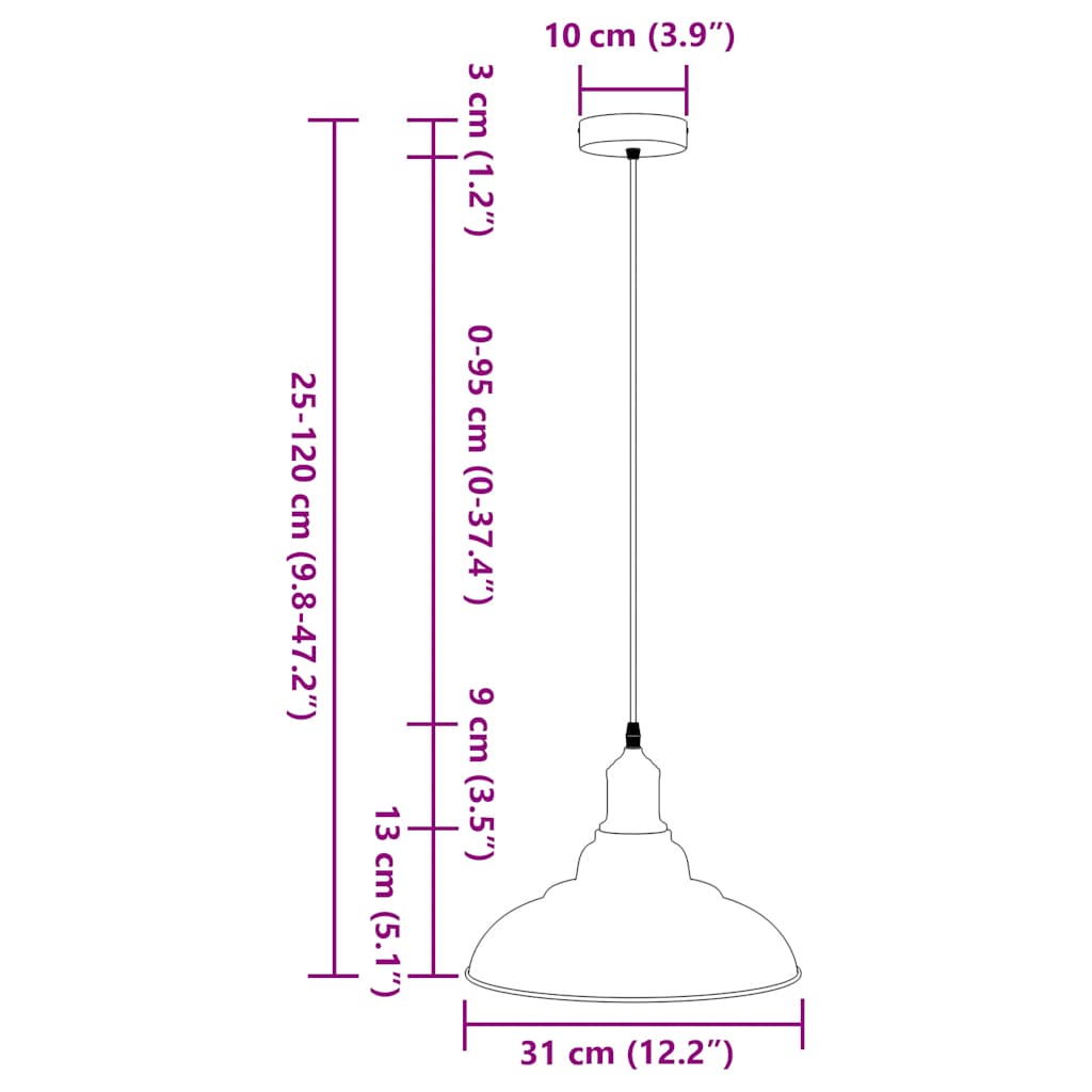 Visilica podesiva po visini E27 sjajno zelena Ø 31 cm metal