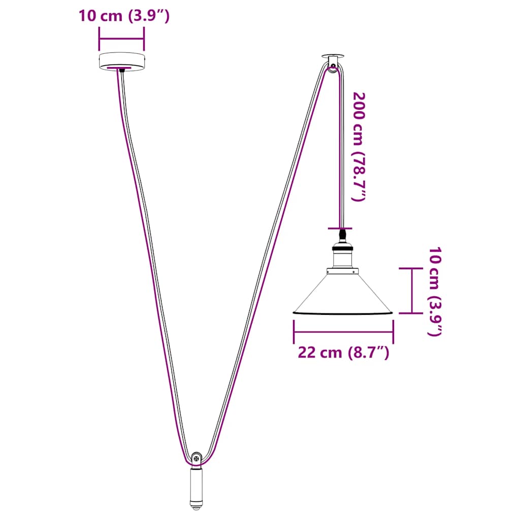 Visilica podesiva po visini E27 sjajno siva Ø 22 cm metal
