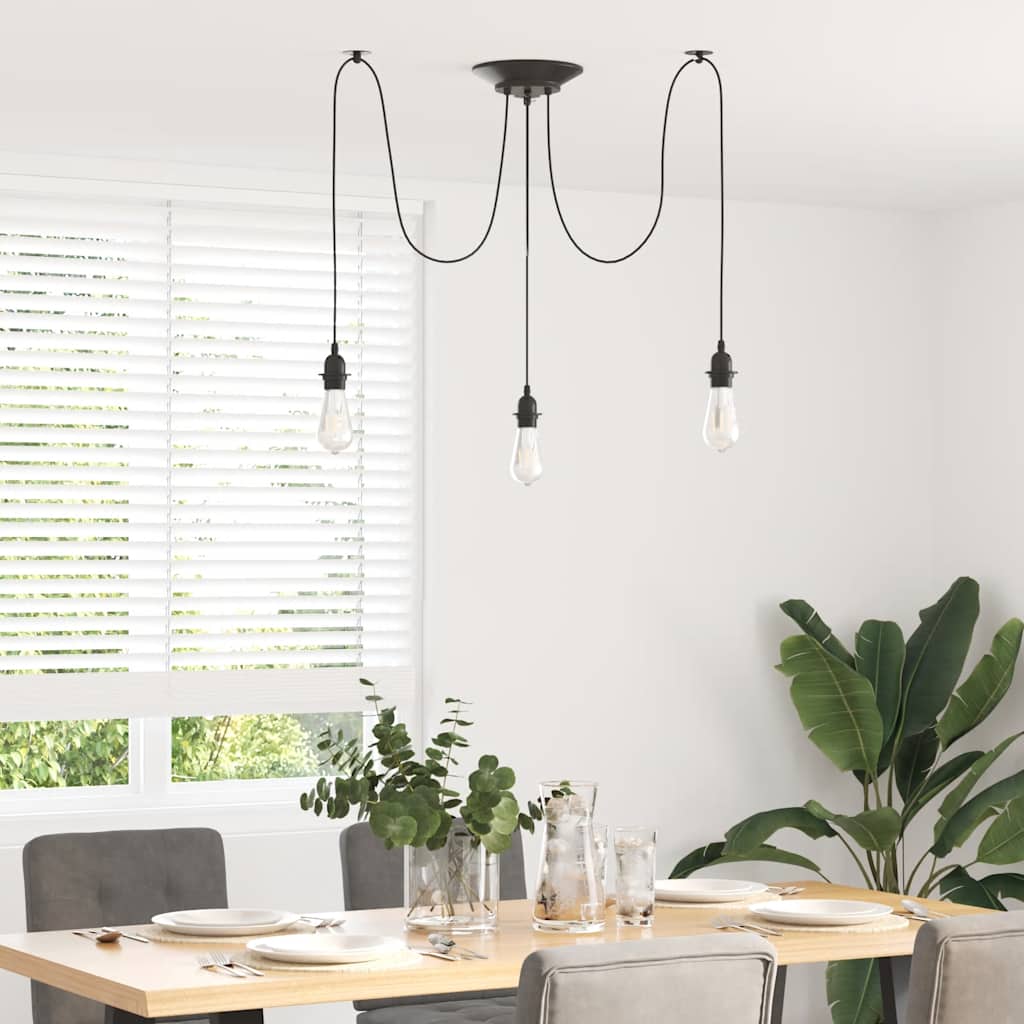 Visilica s 3 grla E27 crni metal