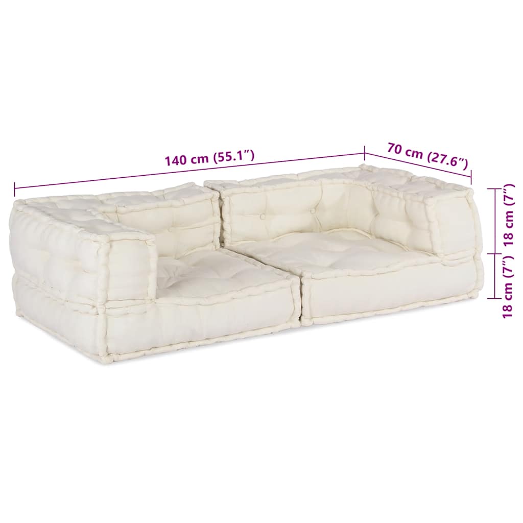Modularna sofa s 2 sjedišta Krem 140x70x36 Tkanina