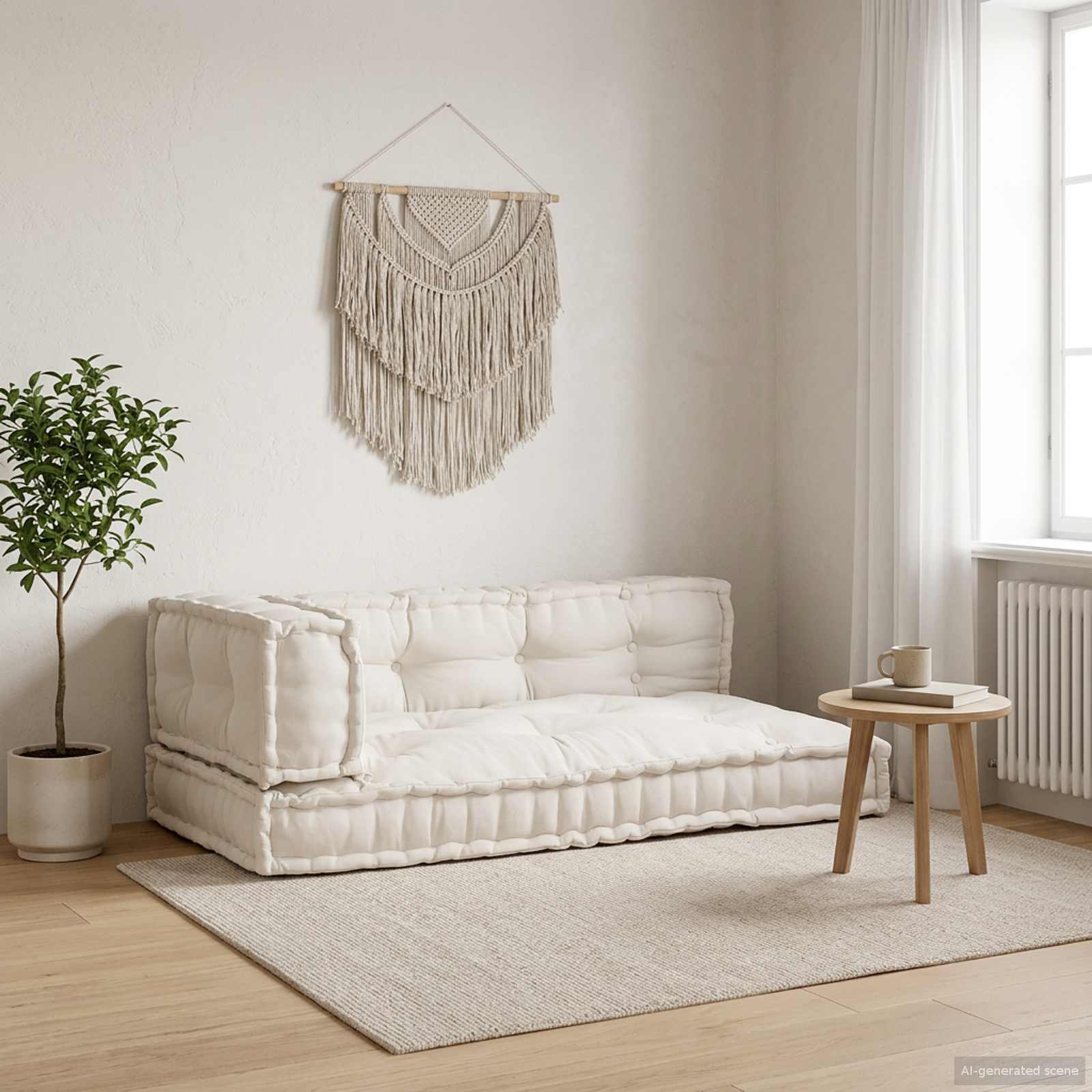 Jastučić za paletni kauč 3 pcs Krem 120 x 80 x 34 cm Tkanina