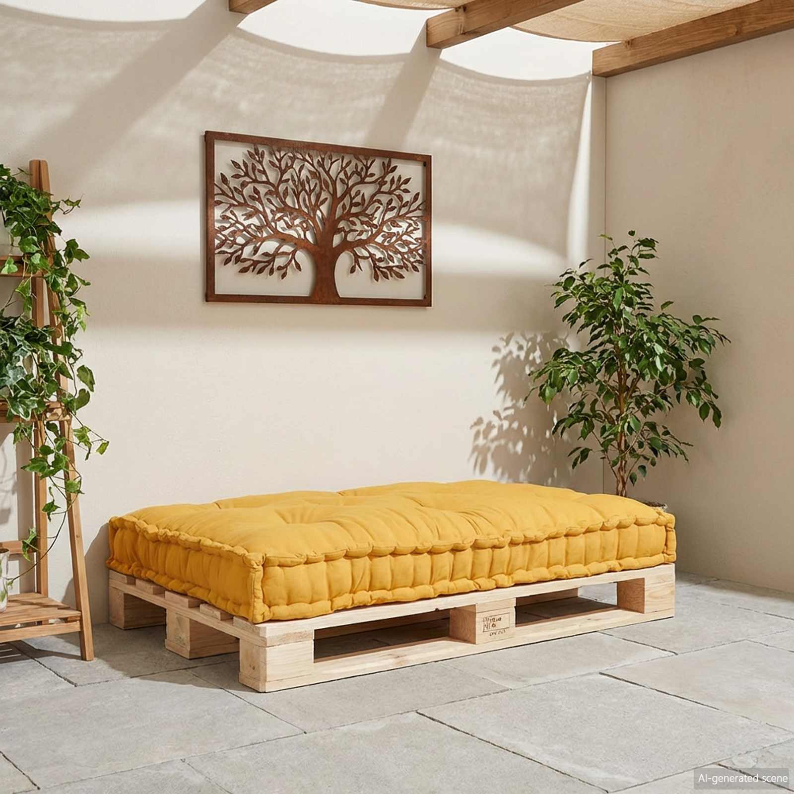 Jastučić za paletni kauč Žuta 120 x 80 x 12 cm Tkanina