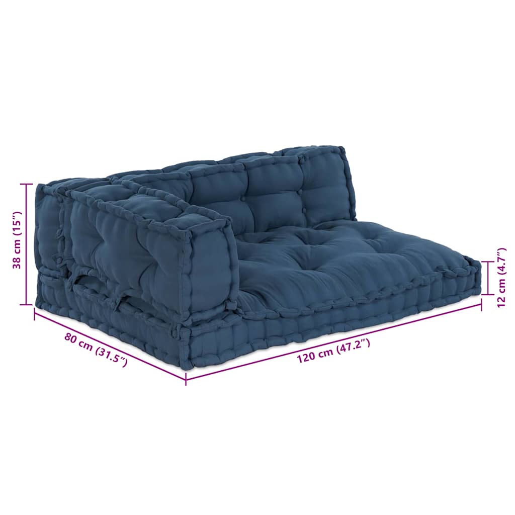 Jastučić za paletni kauč 3 pcs Indigo 120 x 80 x 38 cm Tkanina