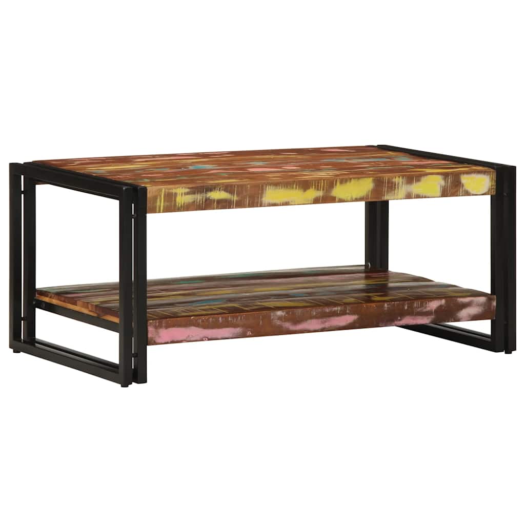 Višebojni stolić za kavu 90x50x38 cm puno drvo obrađeno