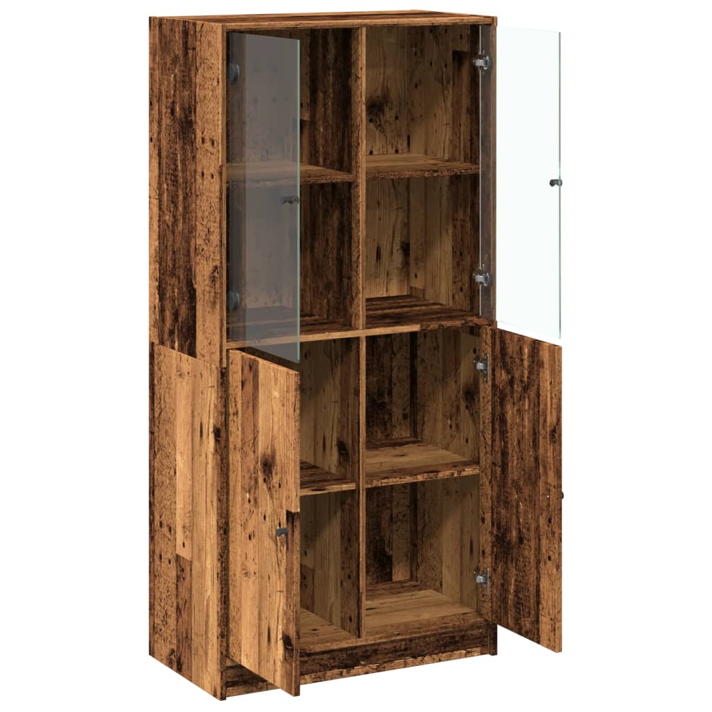 Visoka komoda s vratima boja drva 68x37x142cm konstruirano drvo