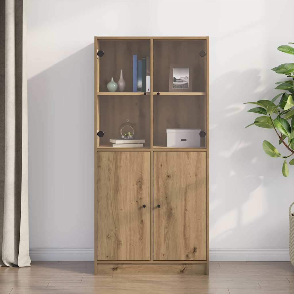 Visoka komoda s vratima 68x37x142 cm konstruirano drvo