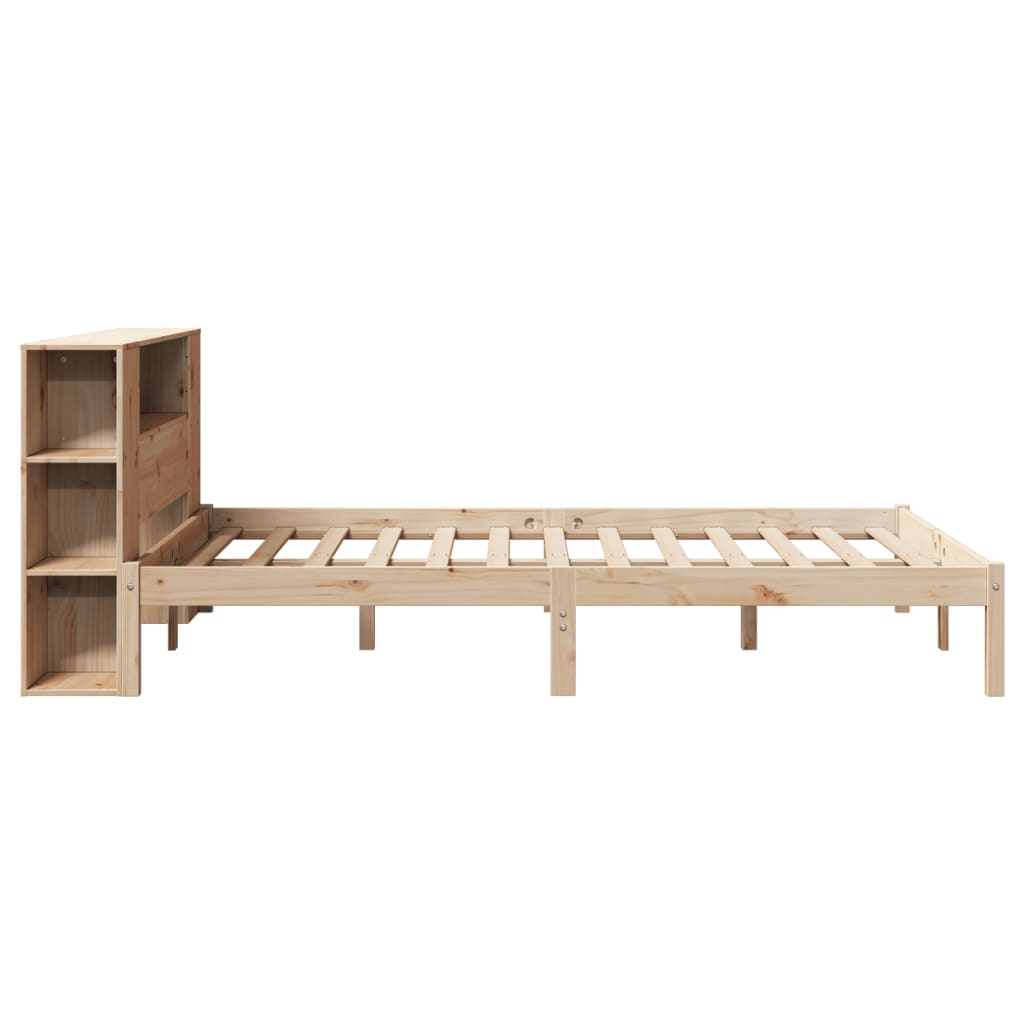 Krevet s regalom za knjige bez madraca 135x190 cm od borovine
