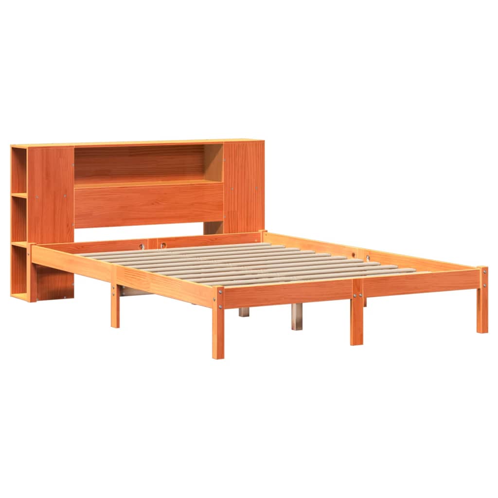Krevet s regalom za knjige bez madraca 150x200 cm od borovine