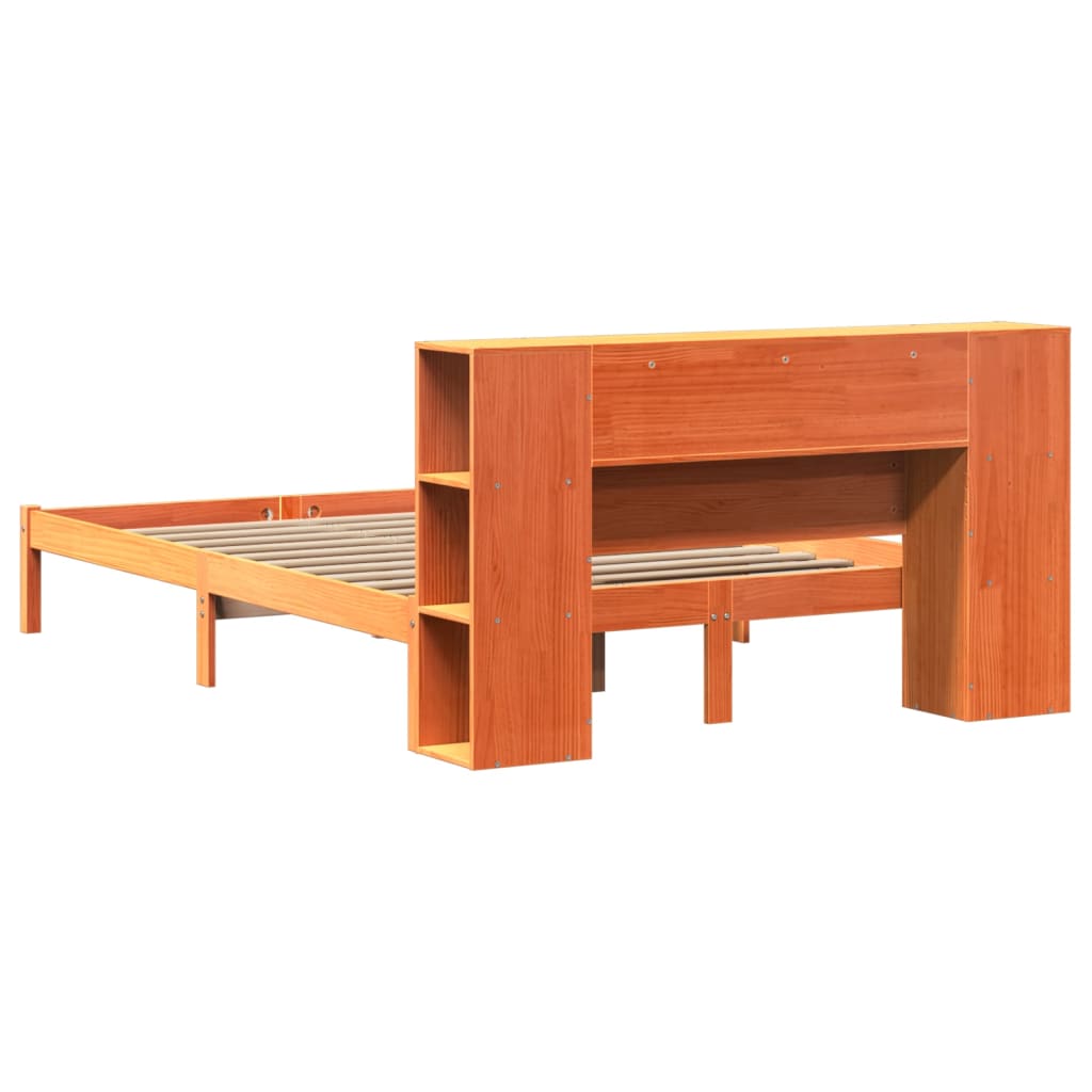 Krevet s regalom za knjige bez madraca 150x200 cm od borovine