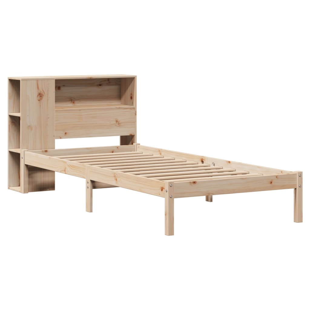 Krevet s regalom za knjige bez madraca 75x190 cm borovina
