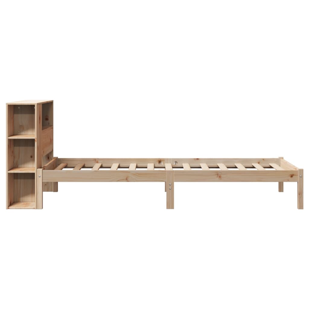 Krevet s regalom za knjige bez madraca 75x190 cm borovina