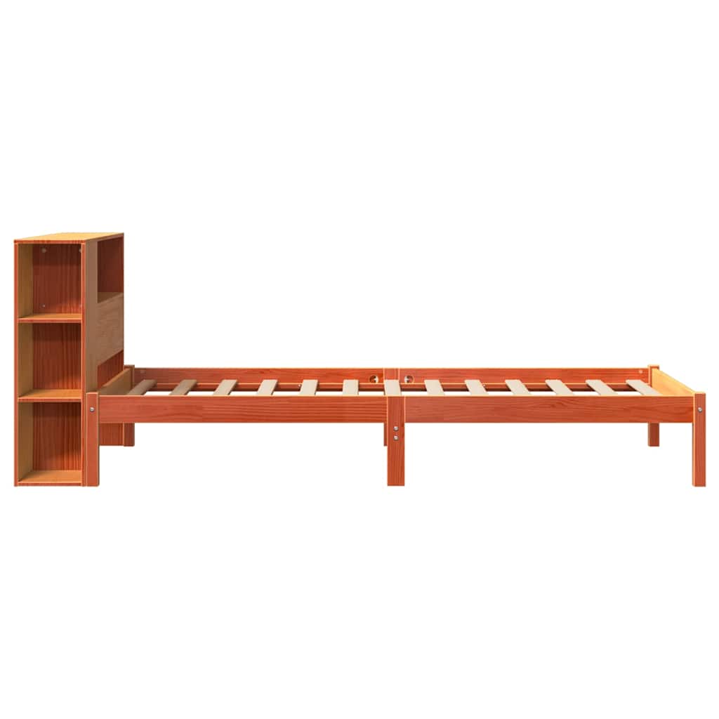 Krevet s regalom za knjige bez madraca 75 x 190 cm od borovine