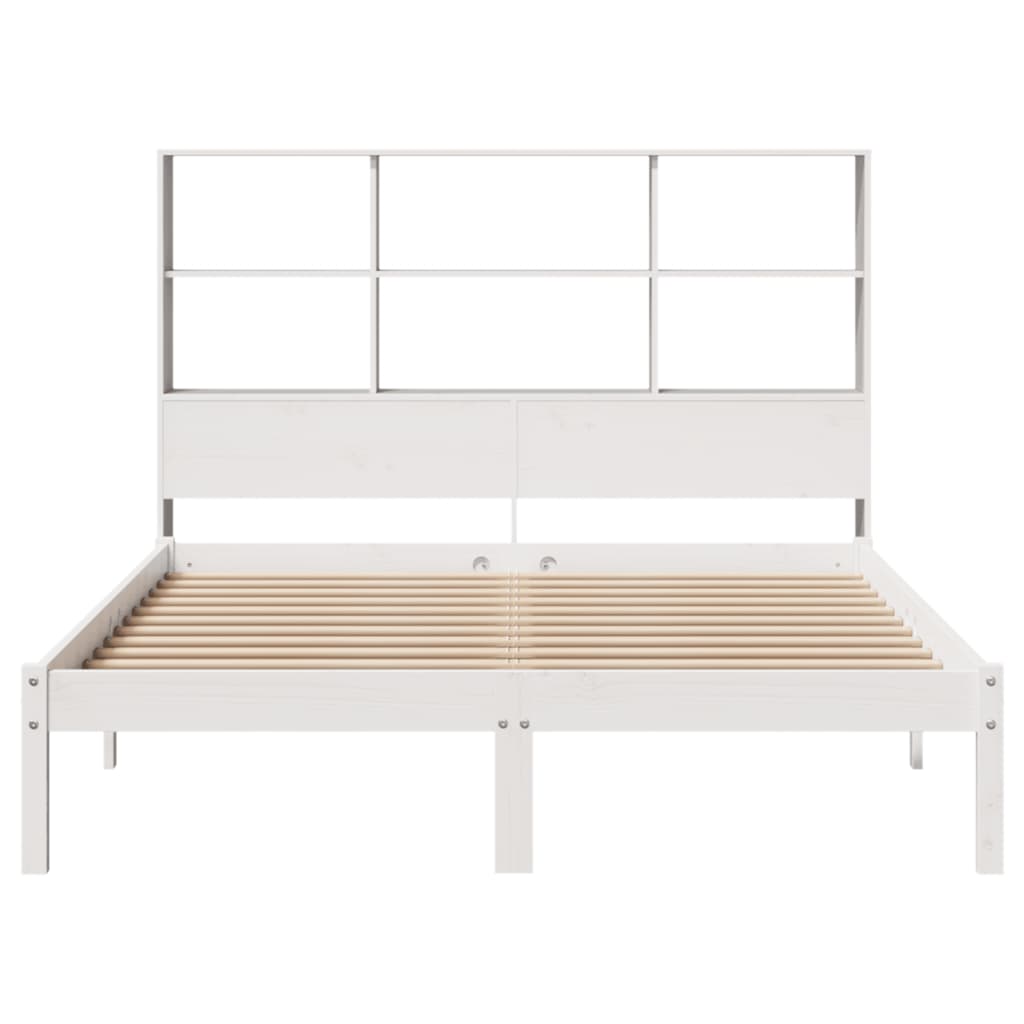 Krevet s regalom z knjige bez madraca bijeli 140x190cm borovina