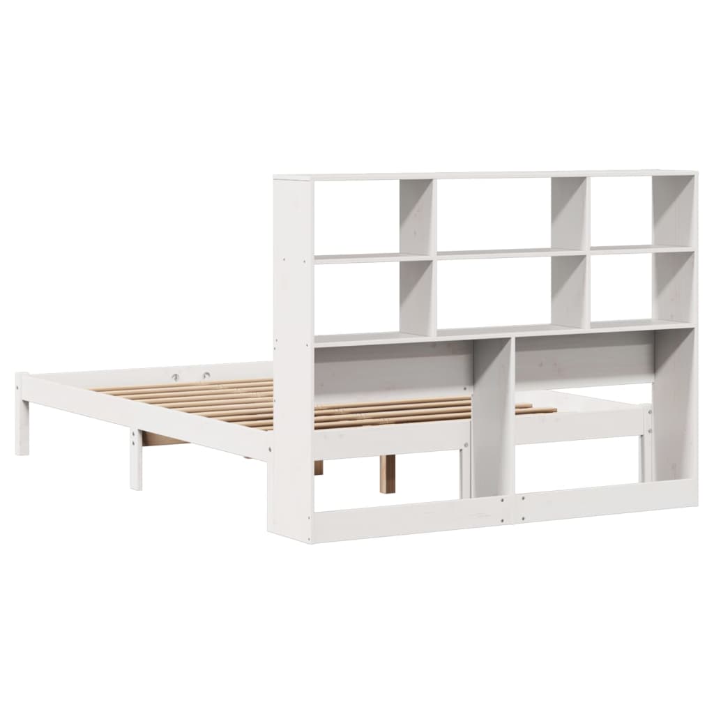 Krevet s regalom z knjige bez madraca bijeli 140x190cm borovina