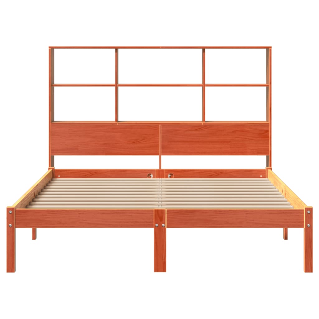 Krevet s regalom za knjige bez madraca 135 x 190 cm od borovine