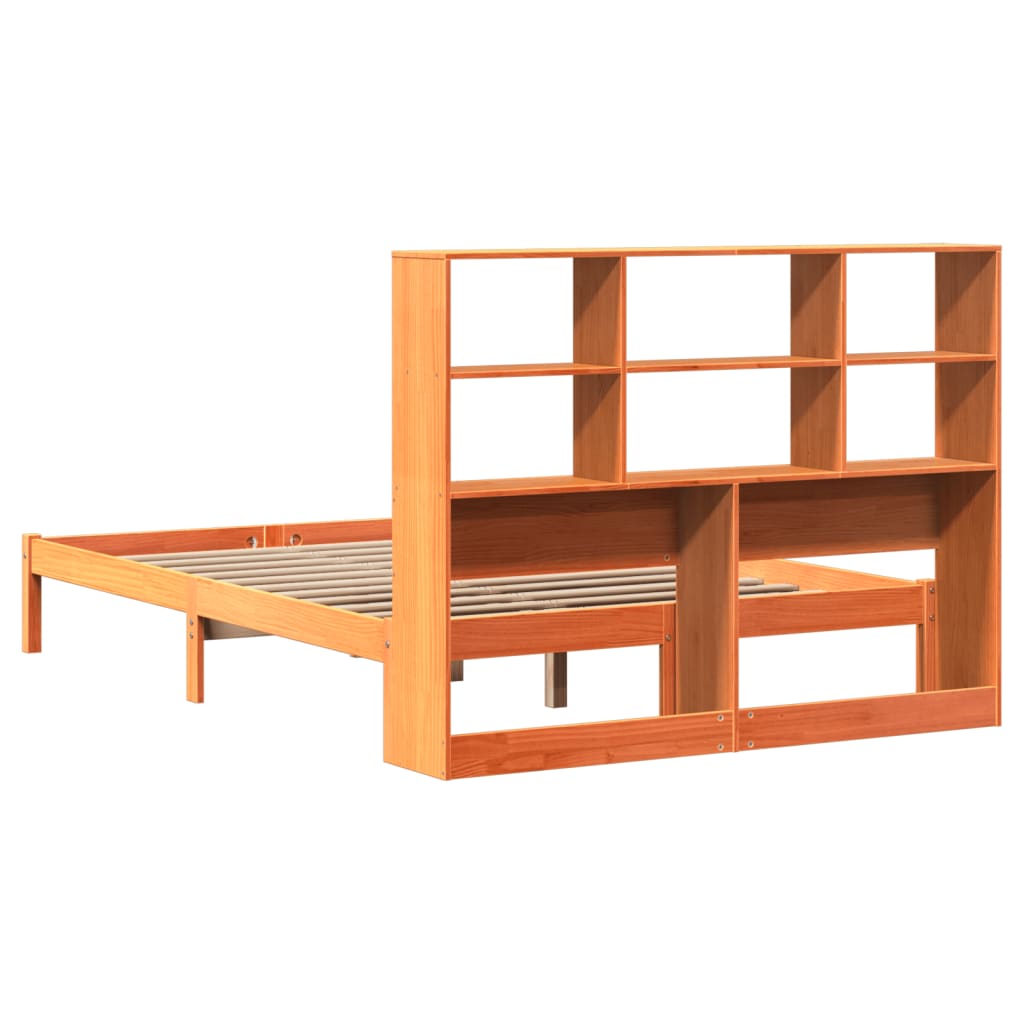 Krevet s regalom za knjige bez madraca 120 x 200 cm od borovine