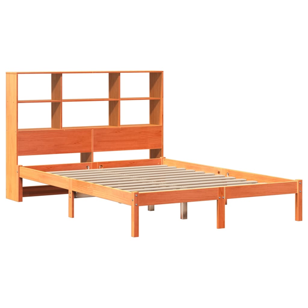 Krevet s regalom za knjige bez madraca 150x200 cm od borovine