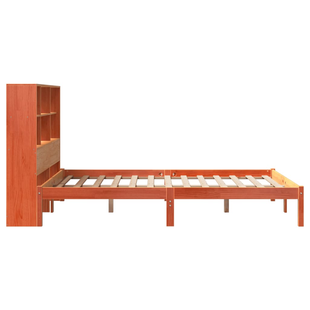 Krevet s regalom za knjige bez madraca 150x200 cm od borovine