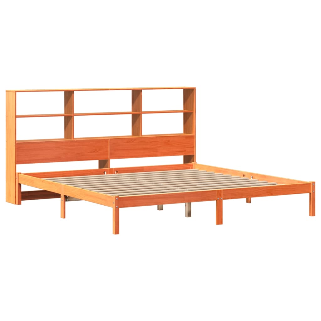 Krevet s regalom za knjige bez madraca 200x200 cm od borovine