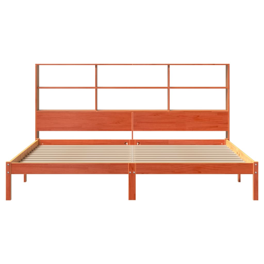 Krevet s regalom za knjige bez madraca 200x200 cm od borovine