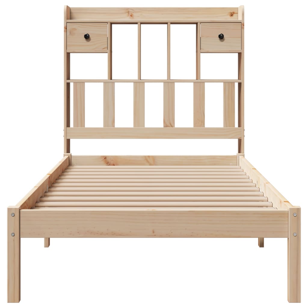 Krevet s regalom za knjige bez madraca 75x190 cm borovina