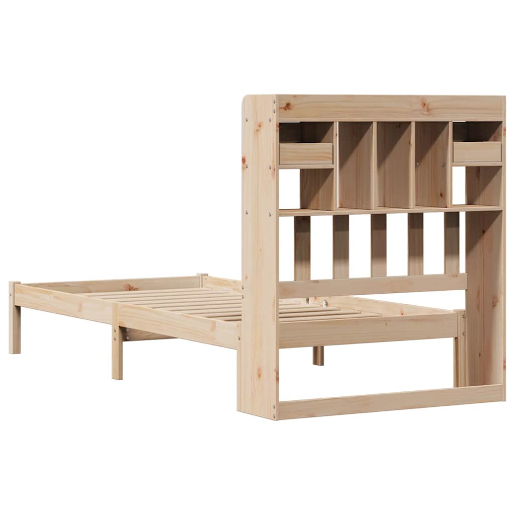 Krevet s regalom za knjige bez madraca 90x190 cm od borovine