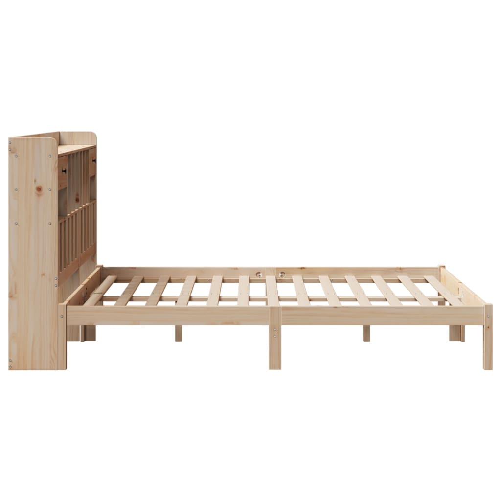 Krevet s regalom za knjige bez madraca 140x190 cm od borovine