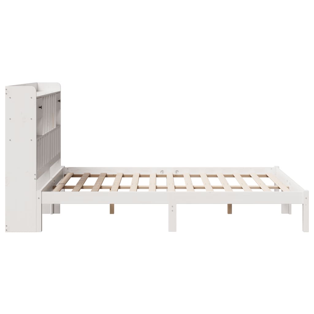 Krevet s regalom z knjige bez madraca bijeli 140x190cm borovina