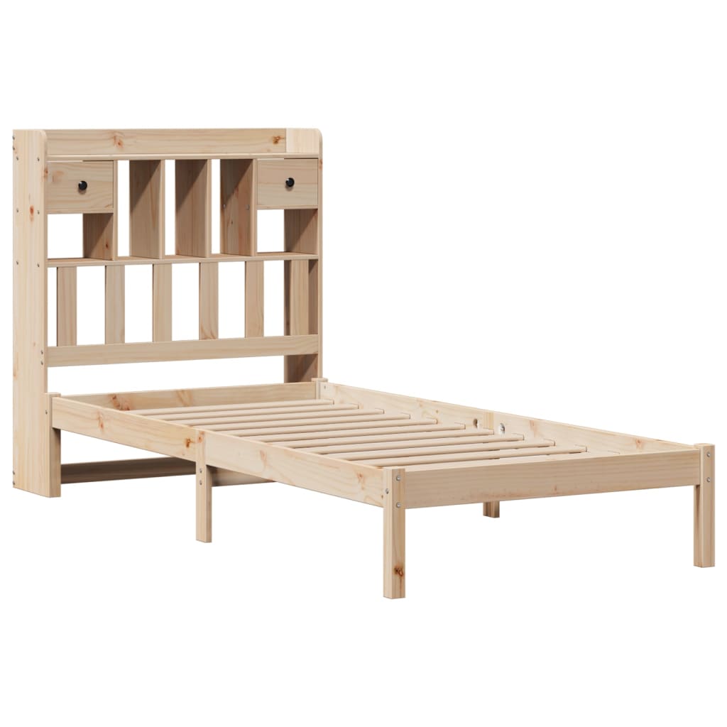 Krevet s regalom za knjige bez madraca 90x200 cm od borovine