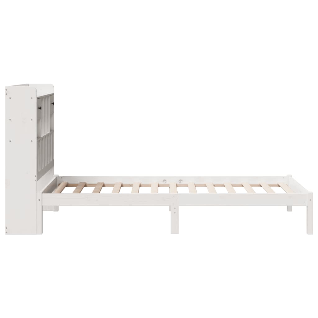 Krevet s regalom za knjige bez madraca bijeli 90x200cm borovina