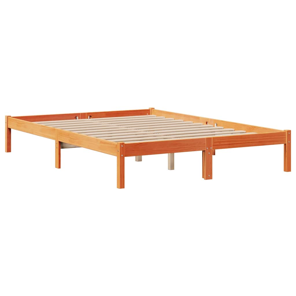 Krevet s regalom za knjige bez madraca 140 x 190 cm od borovine