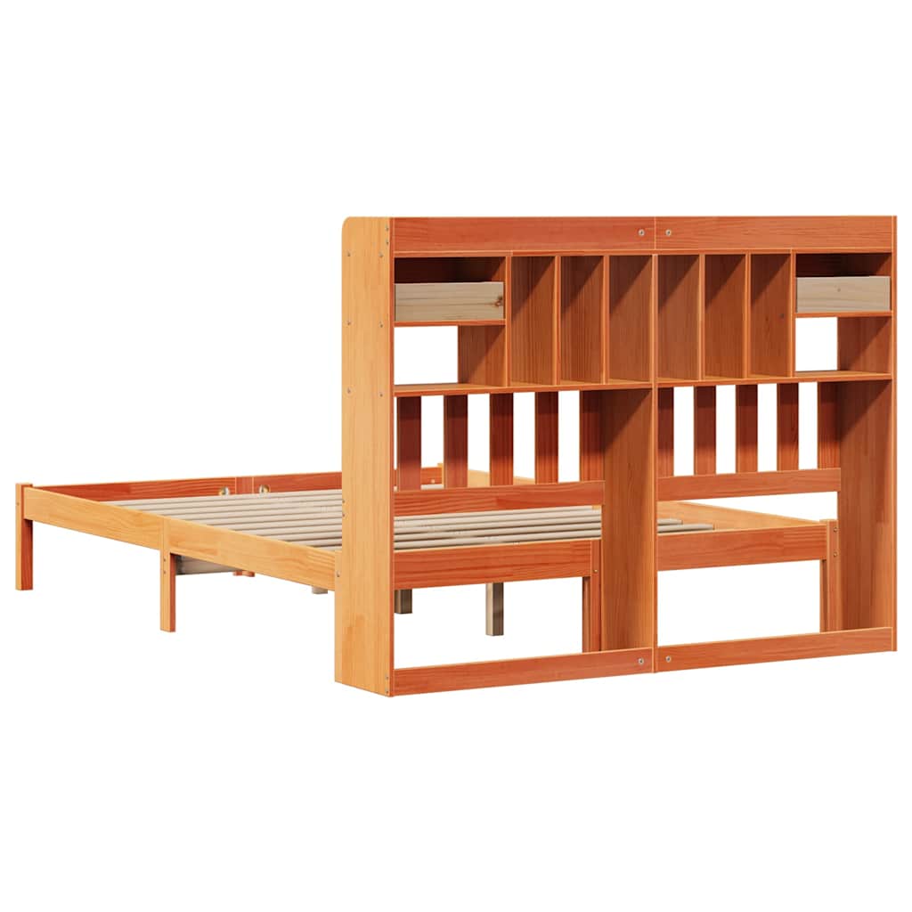 Krevet s regalom za knjige bez madraca 140 x 190 cm od borovine