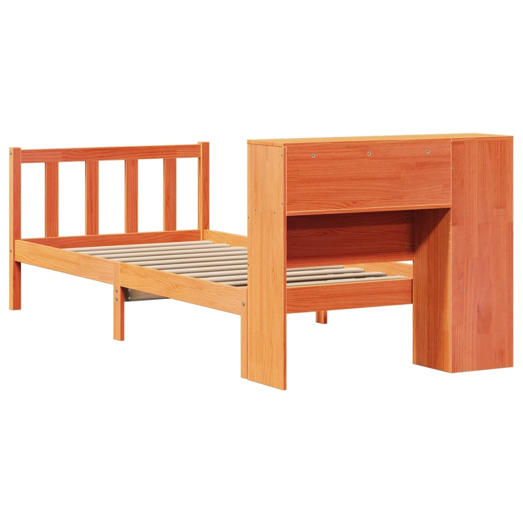 Krevet s regalom za knjige bez madraca 100 x 200 cm od borovine