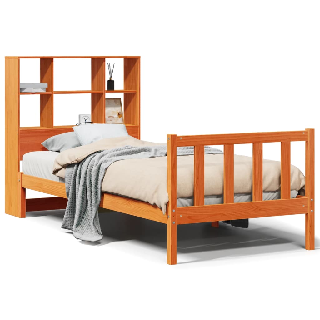 Krevet s regalom za knjige bez madraca 100 x 200 cm od borovine
