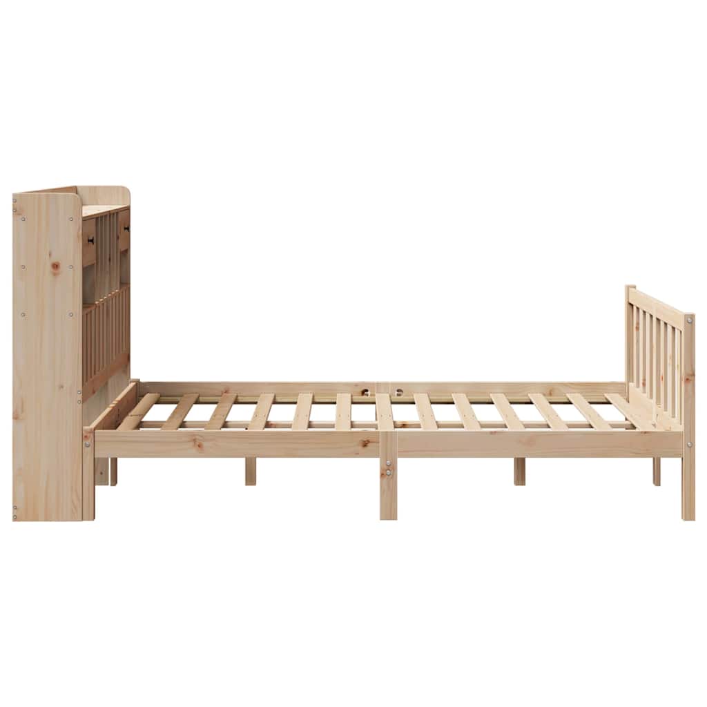 Krevet s regalom za knjige bez madraca 135x190 cm od borovine