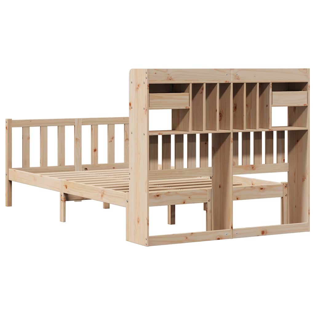 Krevet s regalom za knjige bez madraca 135x190 cm od borovine