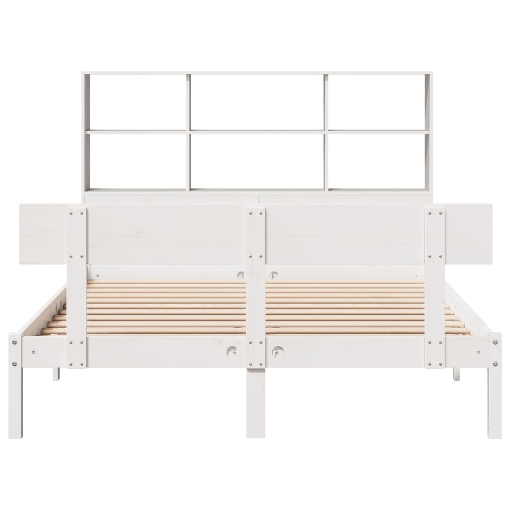 Krevet s regalom z knjige bez madraca bijeli 140x190cm borovina