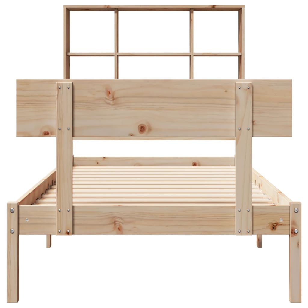 Krevet s regalom za knjige bez madraca 90x200 cm od borovine