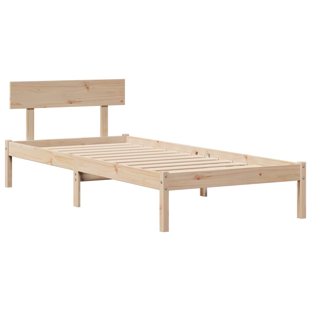 Krevet s regalom za knjige bez madraca 90x200 cm od borovine