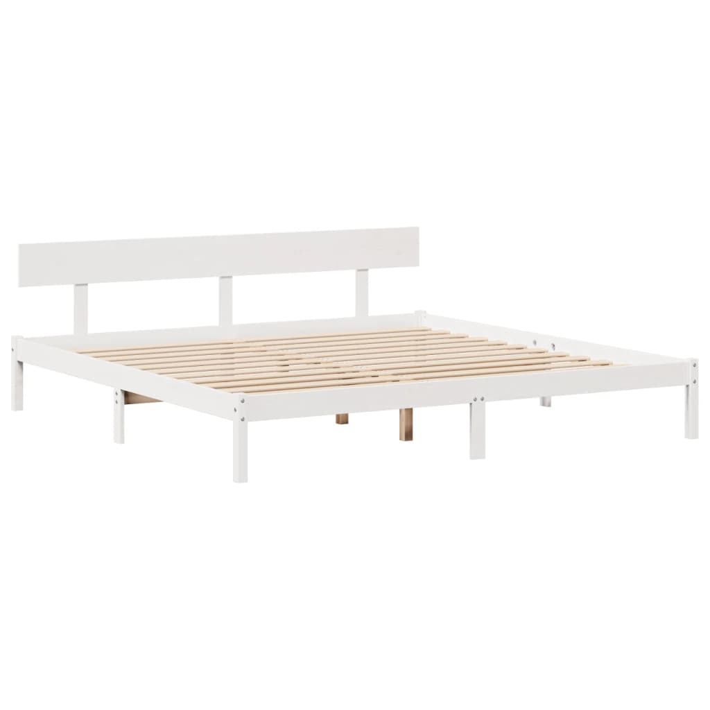 Krevet s regalom z knjige bez madraca bijeli 180x200cm borovina