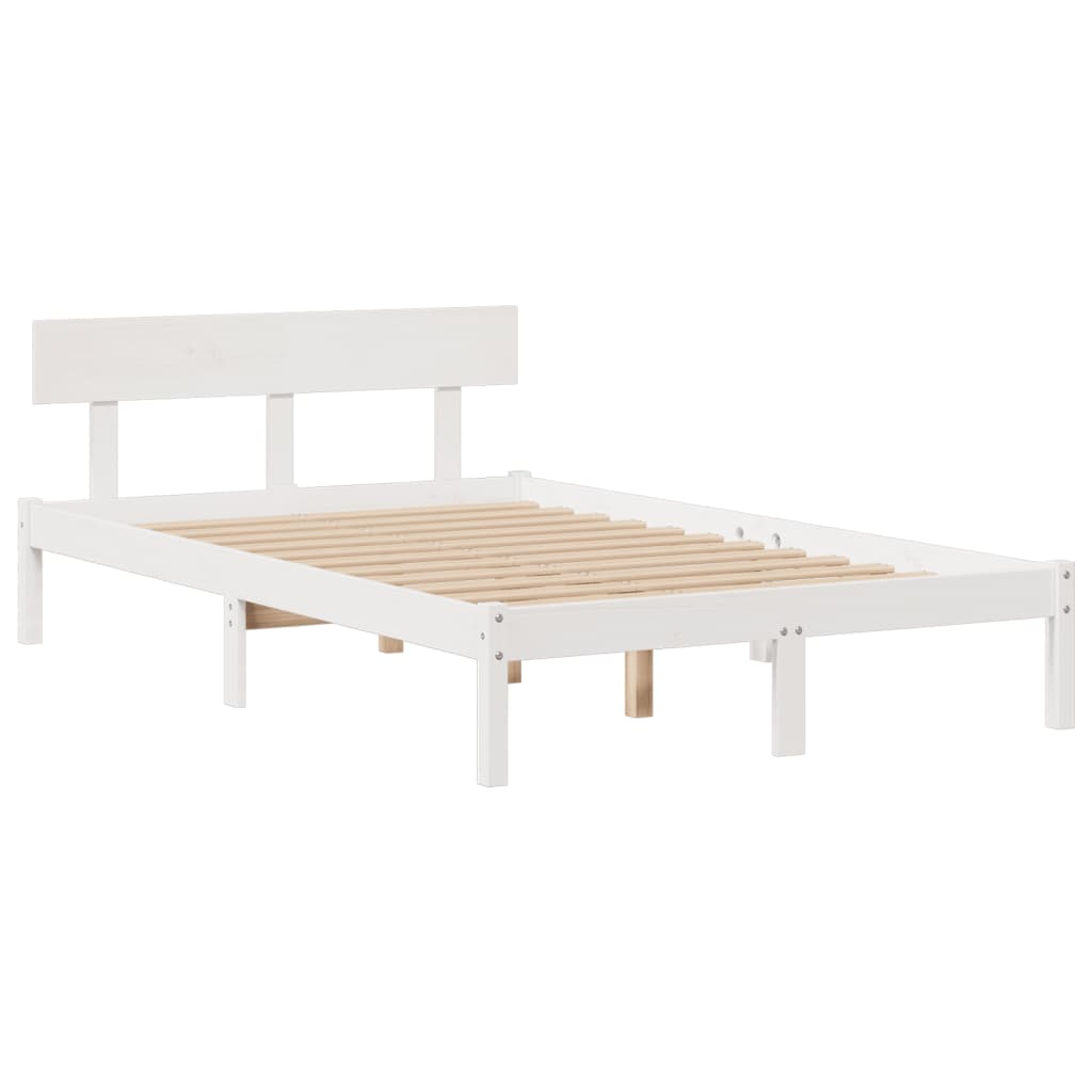 Krevet s regalom z knjige bez madraca bijeli 135x190cm borovina