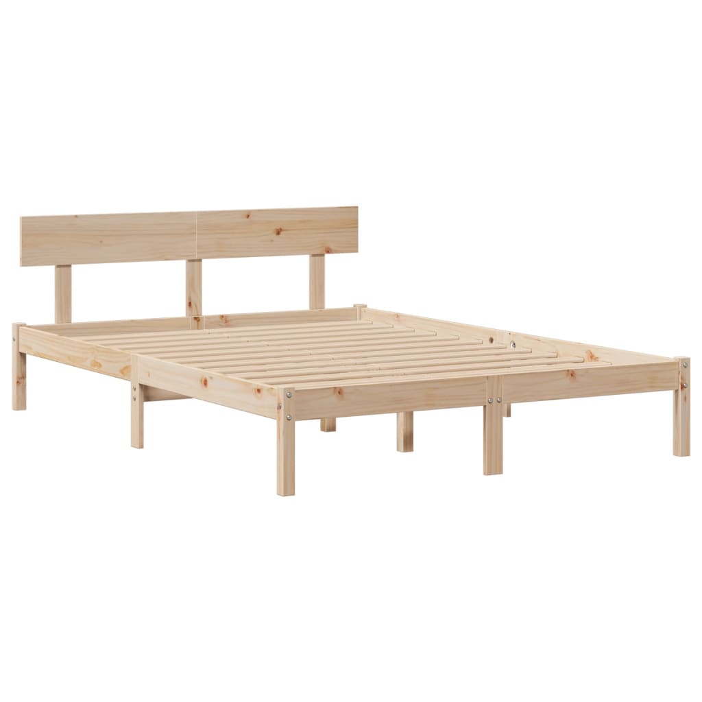 Krevet s regalom za knjige bez madraca 140x190 cm od borovine
