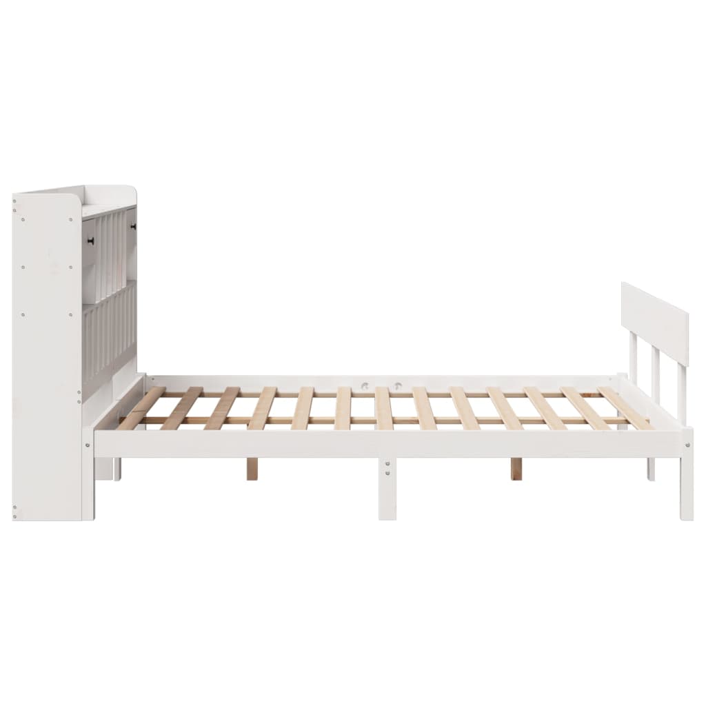 Krevet s regalom z knjige bez madraca bijeli 140x190cm borovina