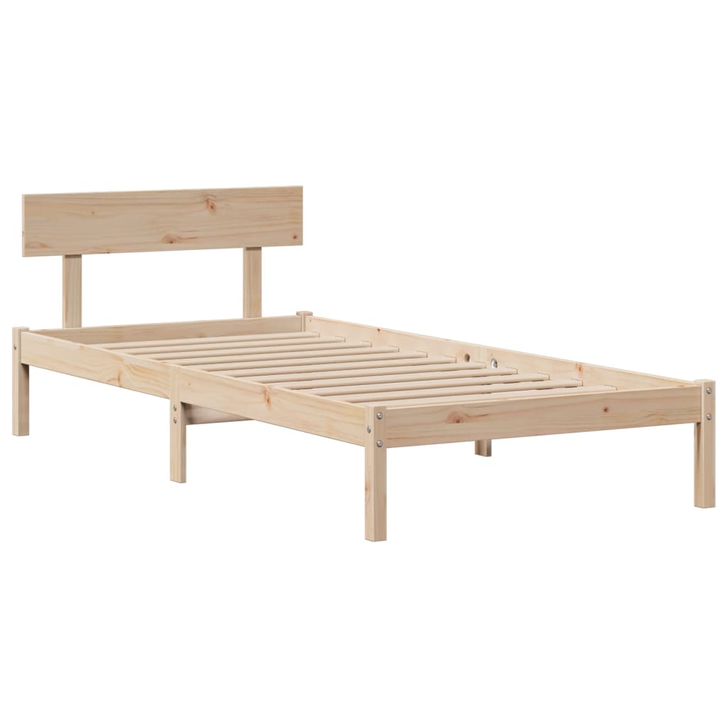 Krevet s regalom za knjige bez madraca 90x200 cm od borovine