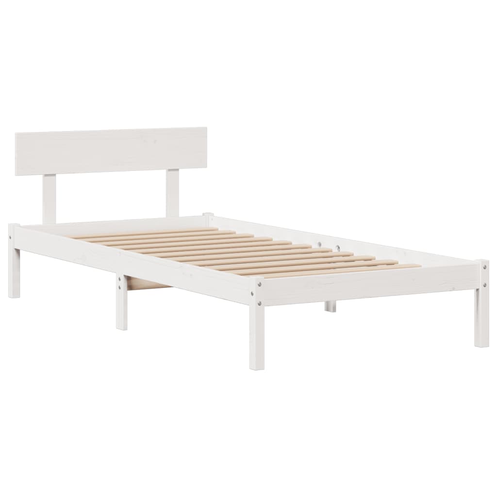 Krevet s regalom za knjige bez madraca bijeli 90x200cm borovina