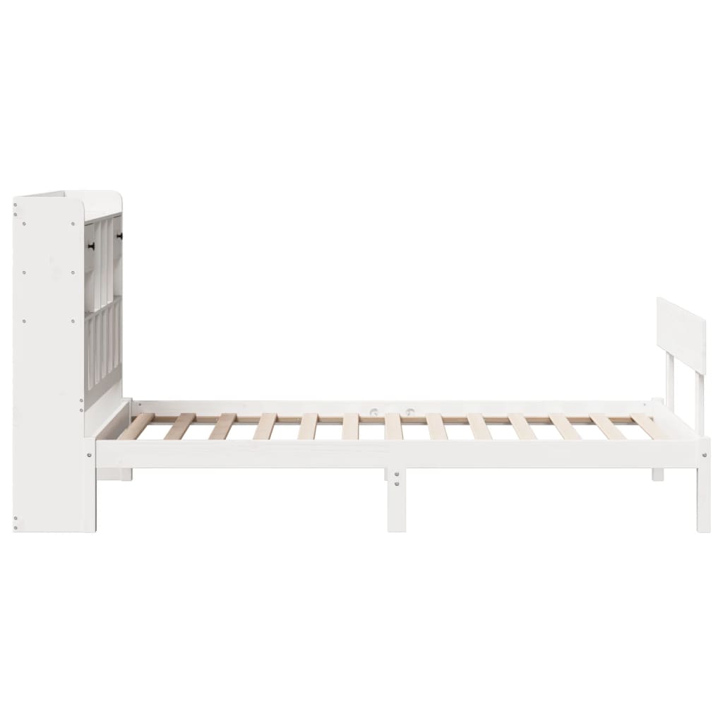 Krevet s regalom za knjige bez madraca bijeli 90x200cm borovina